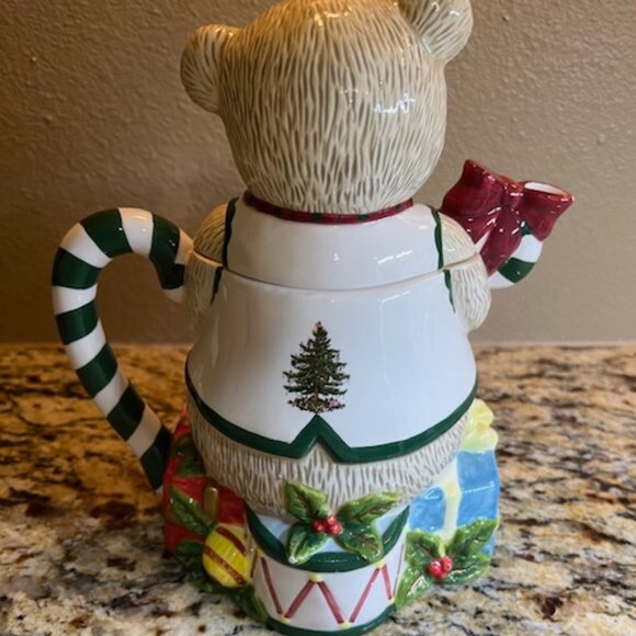 🧸 Spode Christmas Tree Teddy Bear Teapot Handpainted – Holiday Figurine – 9” - Picture 13 of 13